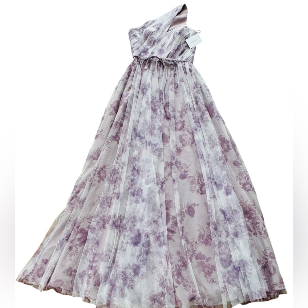 Marchesa Notte Bridesmaid***One-Shoulder Lavender Floral Gown***US 6 $325 - Picture 2 of 15